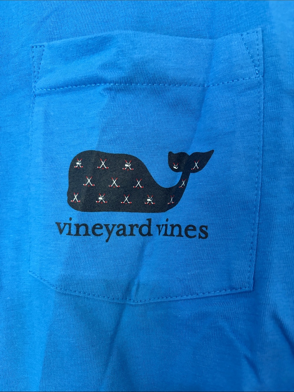 Final sale- nwt XL-Vineyard Vines hockey-Bright Blue Short Sleeve Pocket Tee - Picture 2 of 6
